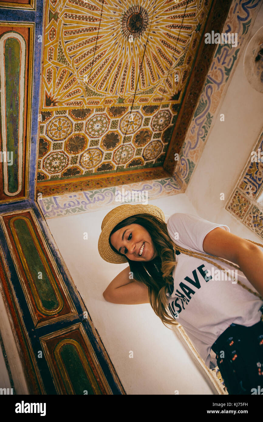 Young caucasian woman marrakech Stock Photo