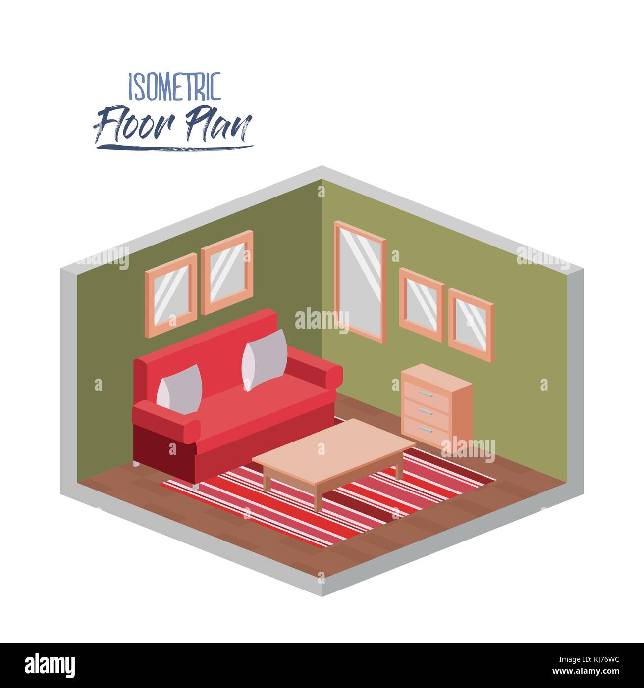 isometric floor plan of living room with carpet and furniture in ...
