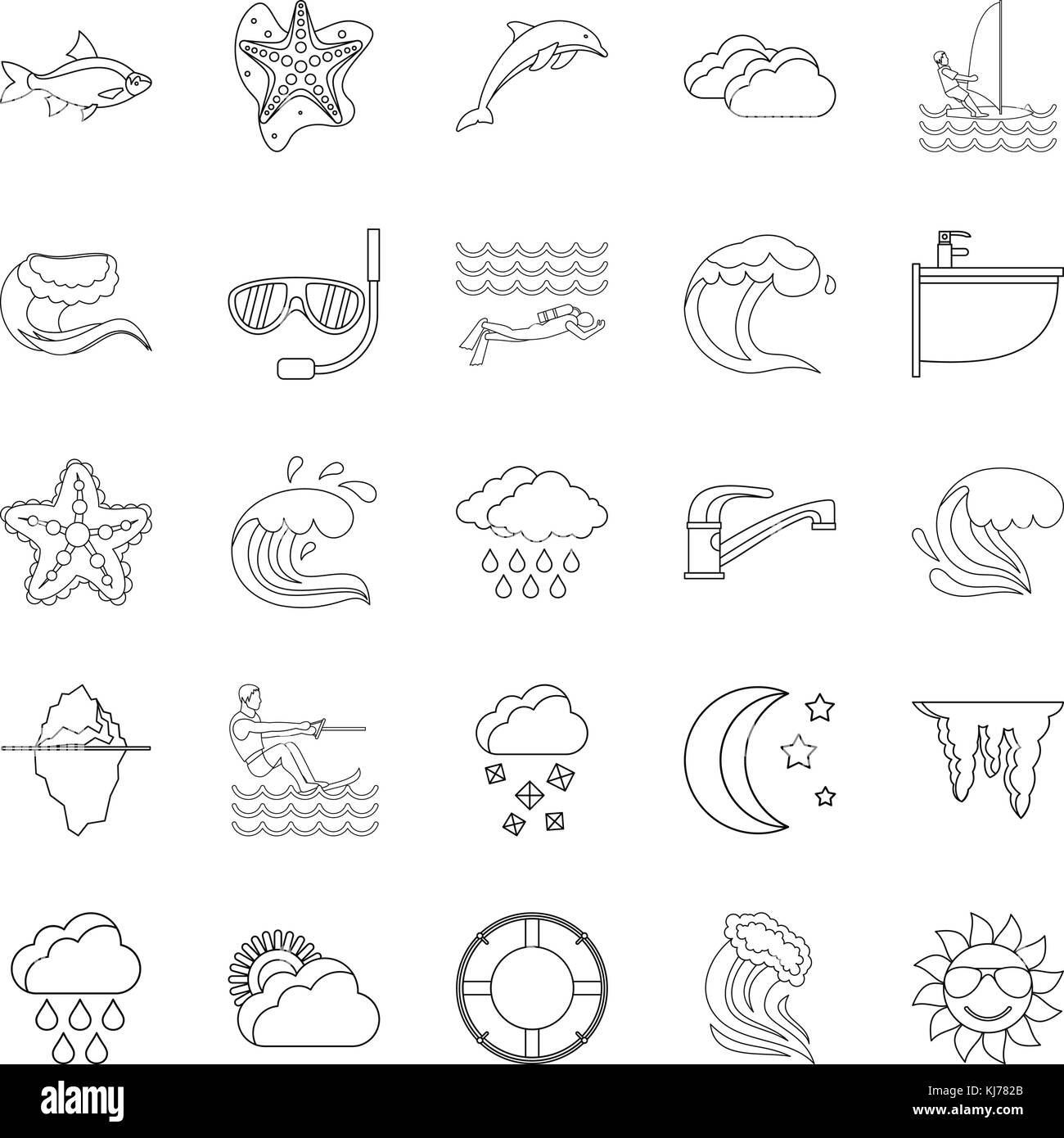 Water icons set, outline style Stock Vector Image & Art - Alamy
