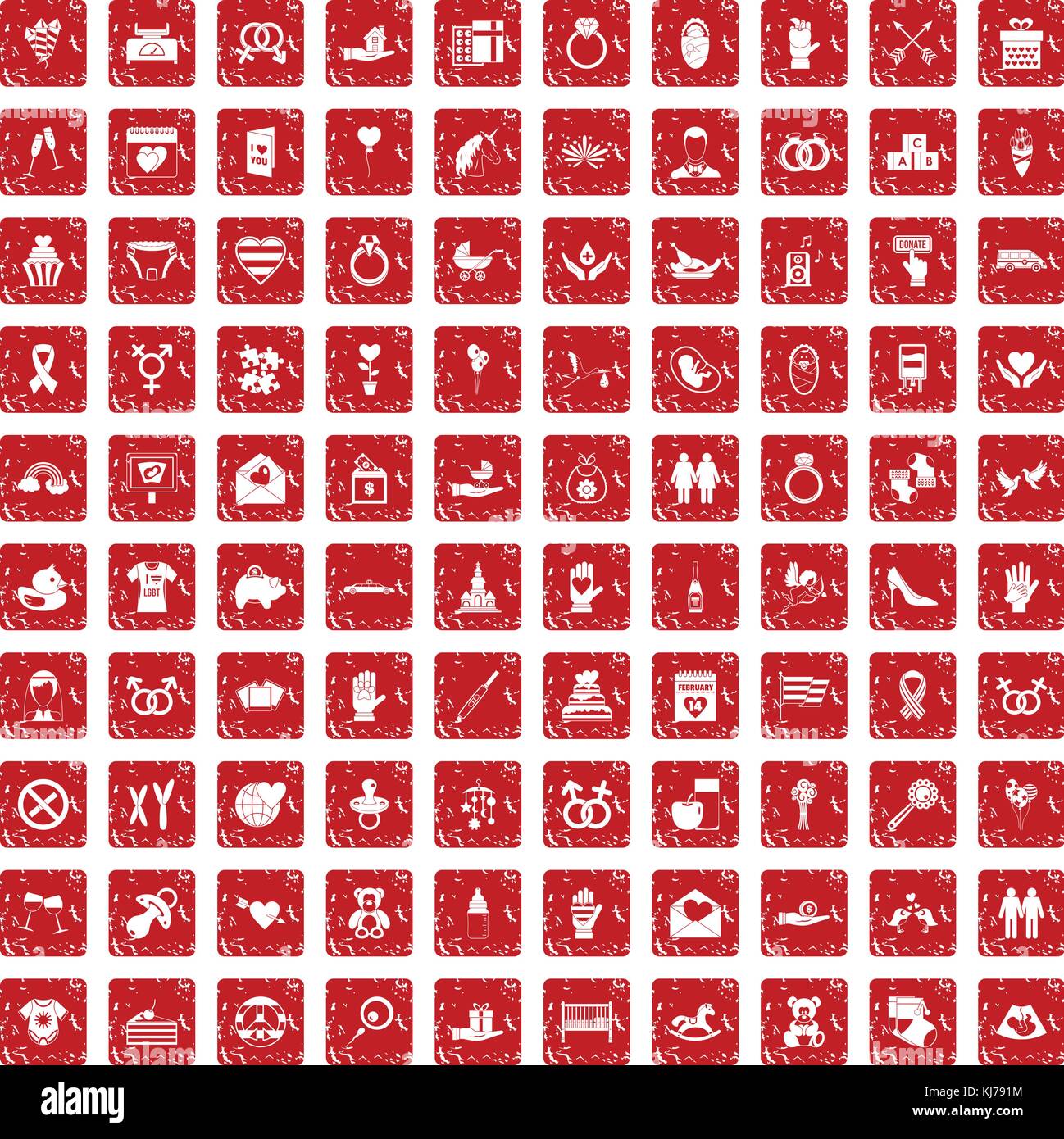 100 love icons set grunge red Stock Vector Image & Art - Alamy