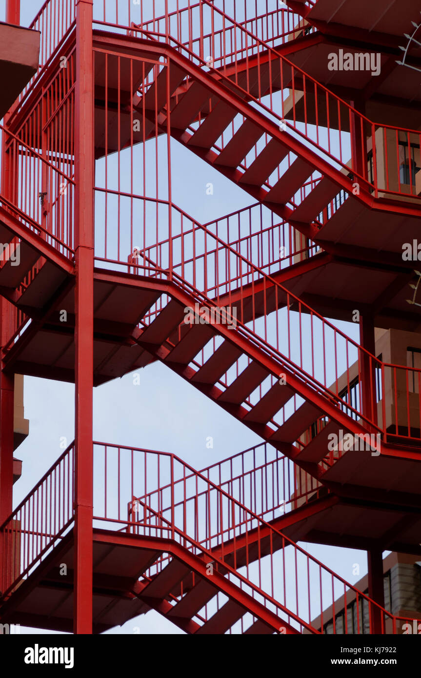 fire escape escapes steel steps ladder ladders external staircase staircases Stock Photo
