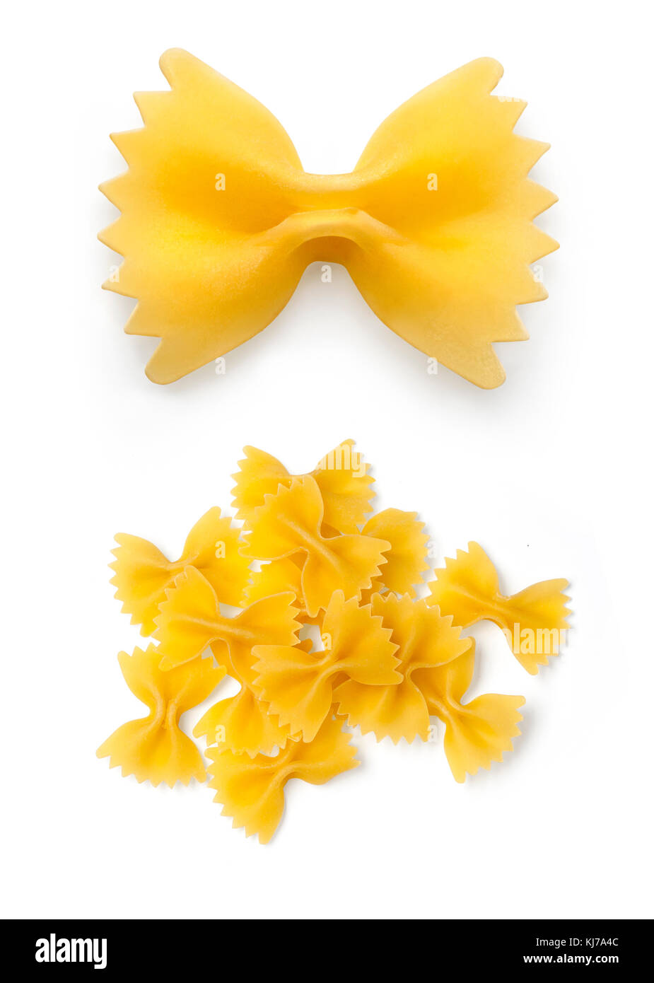 single bow tie pasta isolated on white background, with clipping path