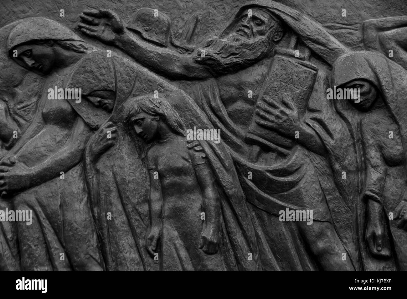 The Last March sculpture by Nathan Rapoport depicts mass deportation of Jews to the Death Camps sculptured, Children Memorial, Holocaust History Museum, Yad Vashem, Jerusalem, Israel, Stock Photo