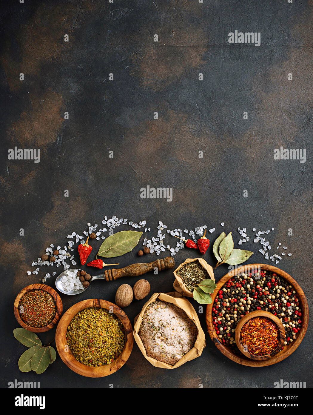Various type of herbs and spices Stock Photo Alamy