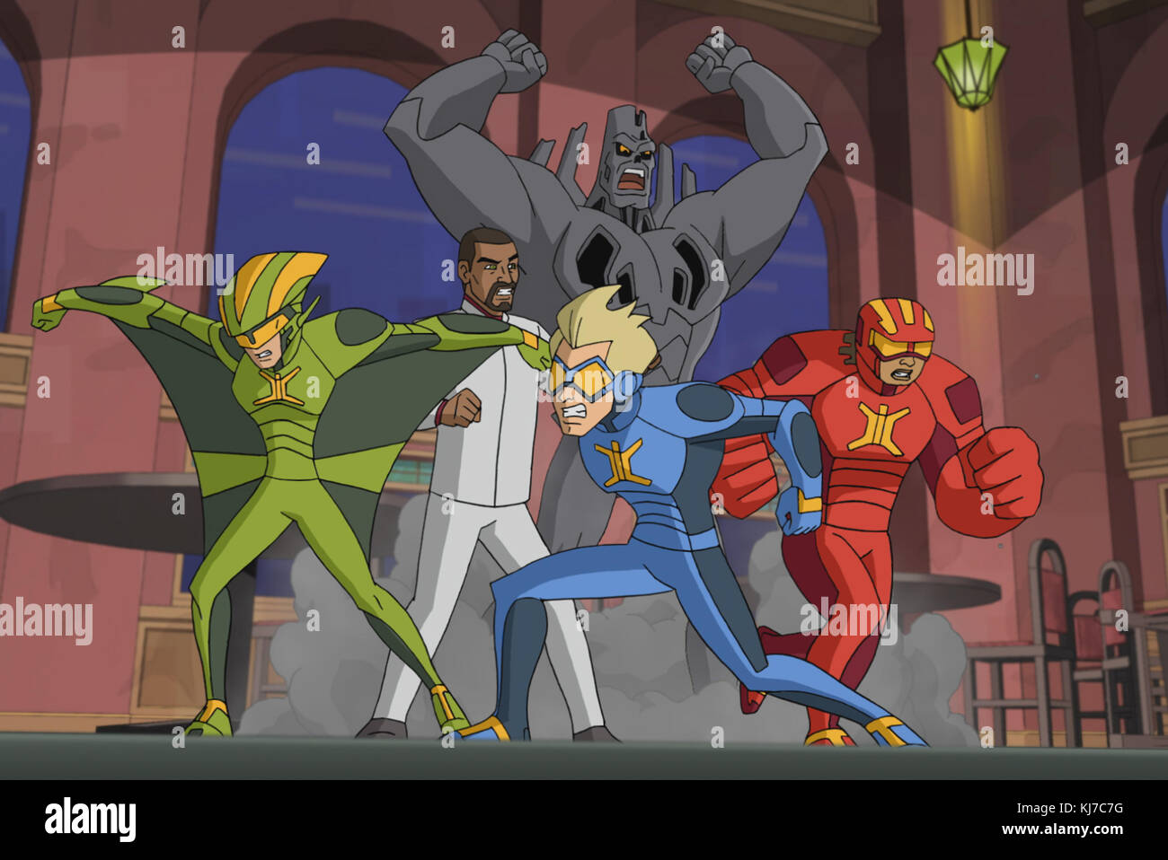 STRETCH ARMSTRONG AND THE FLEX FIGHTERS, front, from left Wingspan