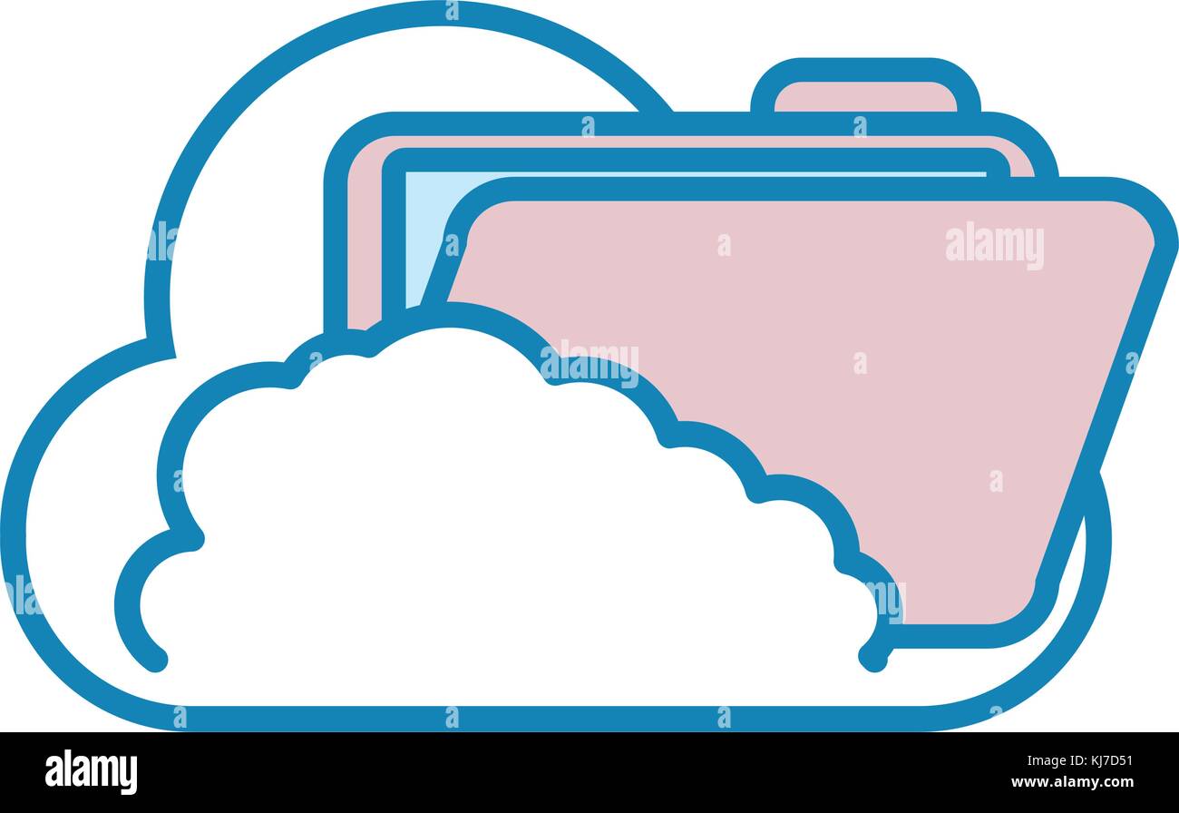 cloud with document folder icon over white background vector ...