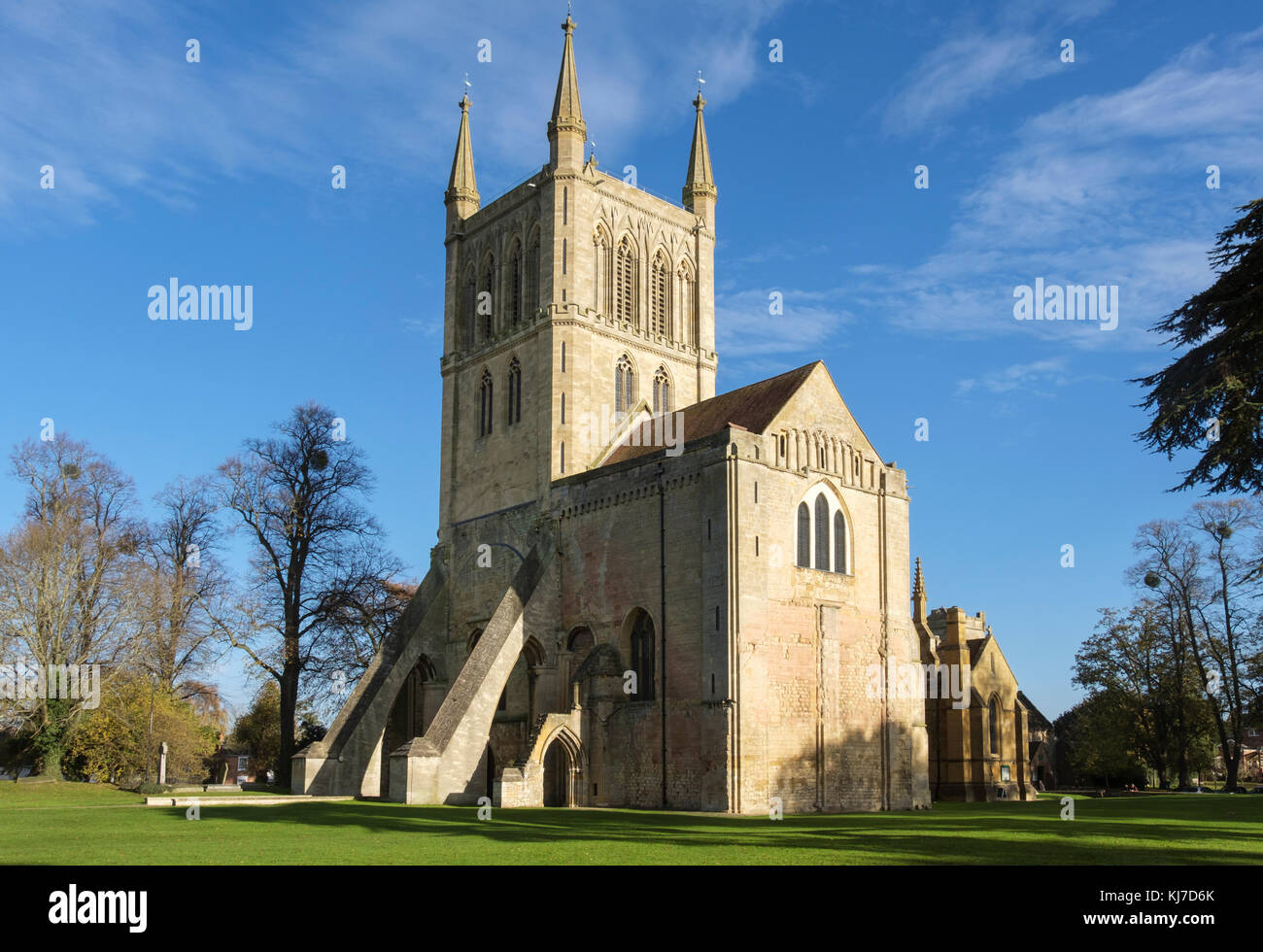 Church of the Holy Cross originally part of the Anglo-Saxon Abbey in Pershore, Wychavon, Worcestershire, England, UK, Britain Stock Photo