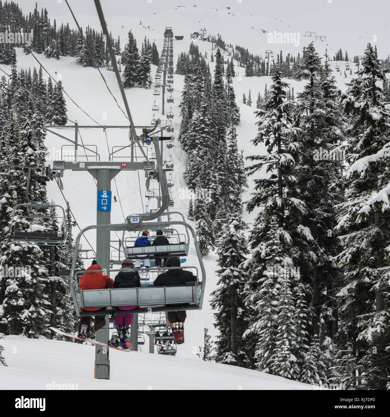 Ski lifts over snow covered mountain,Whistler,British Columbia,Canada Stock Photo Alamy