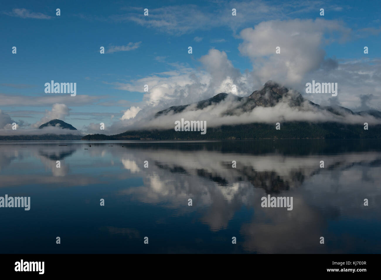 Reflection of mountain in water,Furry Creek,British Columbia,Canada