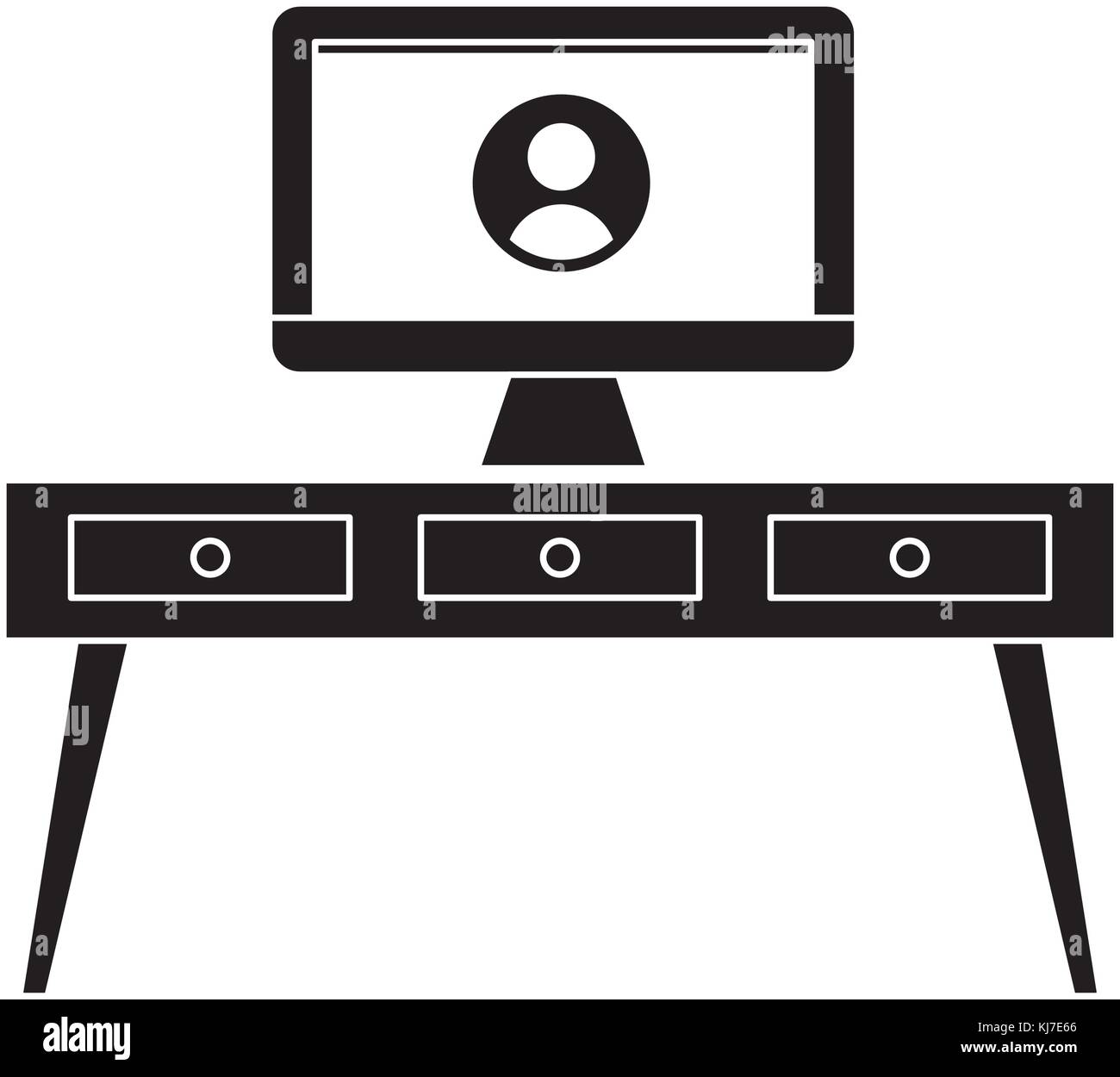 Desk of table wood home and furniture theme Isolated design Vector illustration Stock Vector