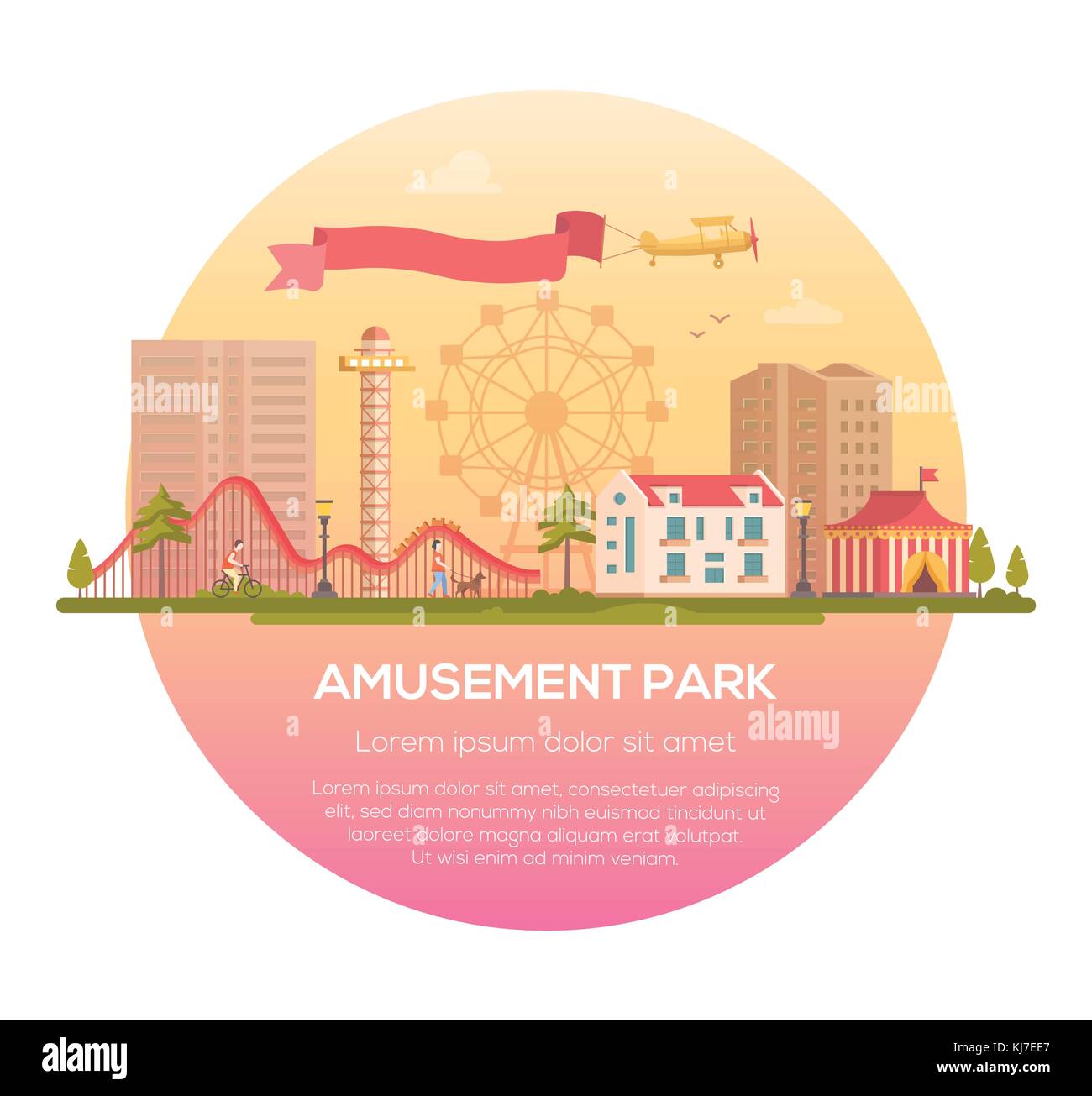 Amusement park - modern vector illustration Stock Vector Image & Art ...