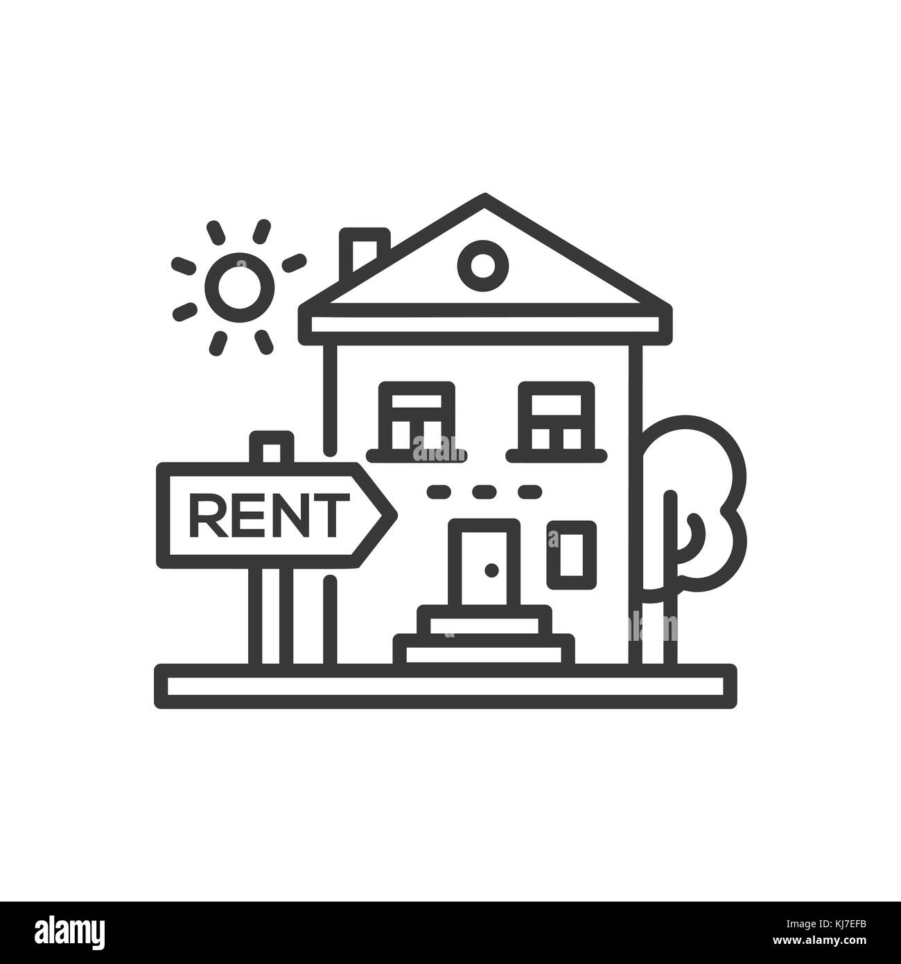 House for rent line design single isolated icon Stock Vector Image