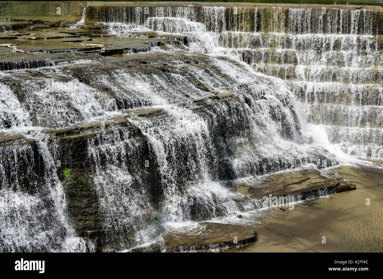 Triphammer Falls, Ithaca, New York. An urban waterfall in the middle of
