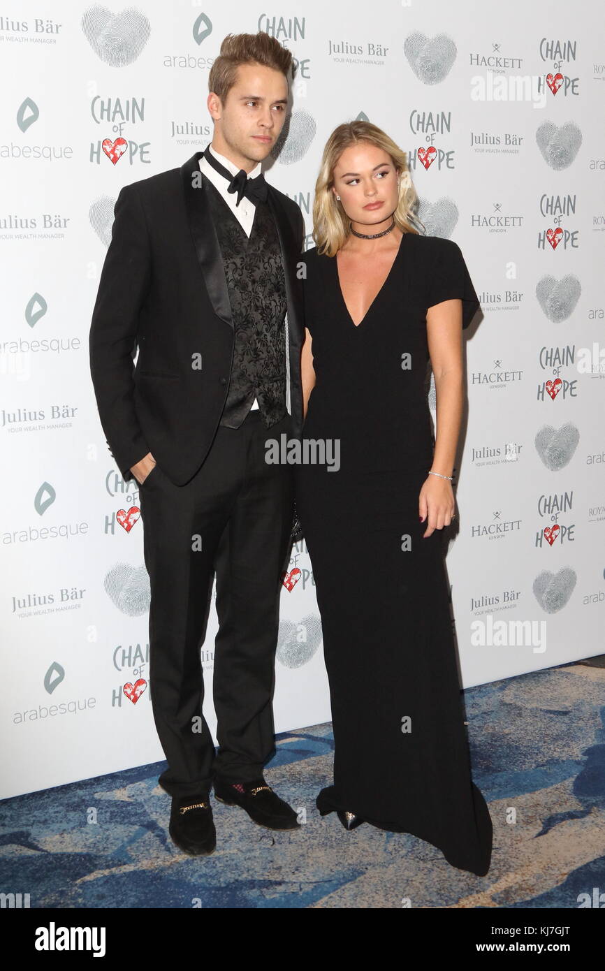 London, UK. Julius Cowdrey and Ella Willis at the The Chain of Hope