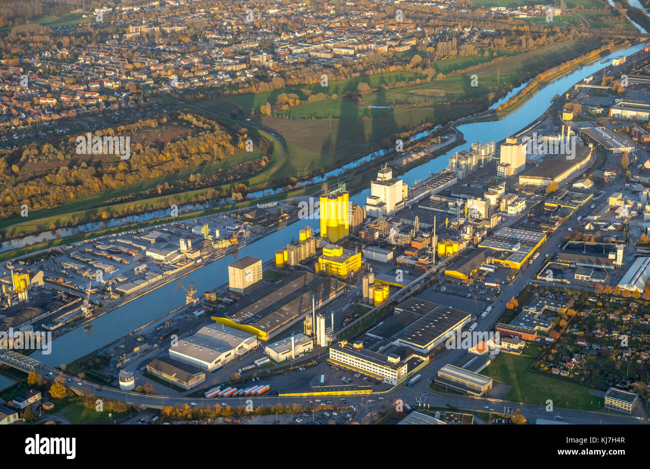 Hammer harbor, oil mill Brökelmann, Broelio, Datteln-Hamm canal, Hamm,  Ruhr, Nordrhein-Westfalen, Germany, Europe, Hamm, aerial view, aerial view,  aer Stock Photo - Alamy