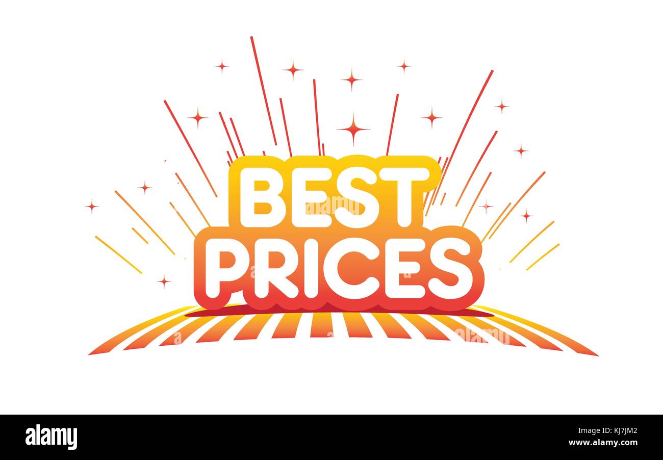 best prices with sparkles, best prices sign, illustration design, isolated on white background. Stock Vector