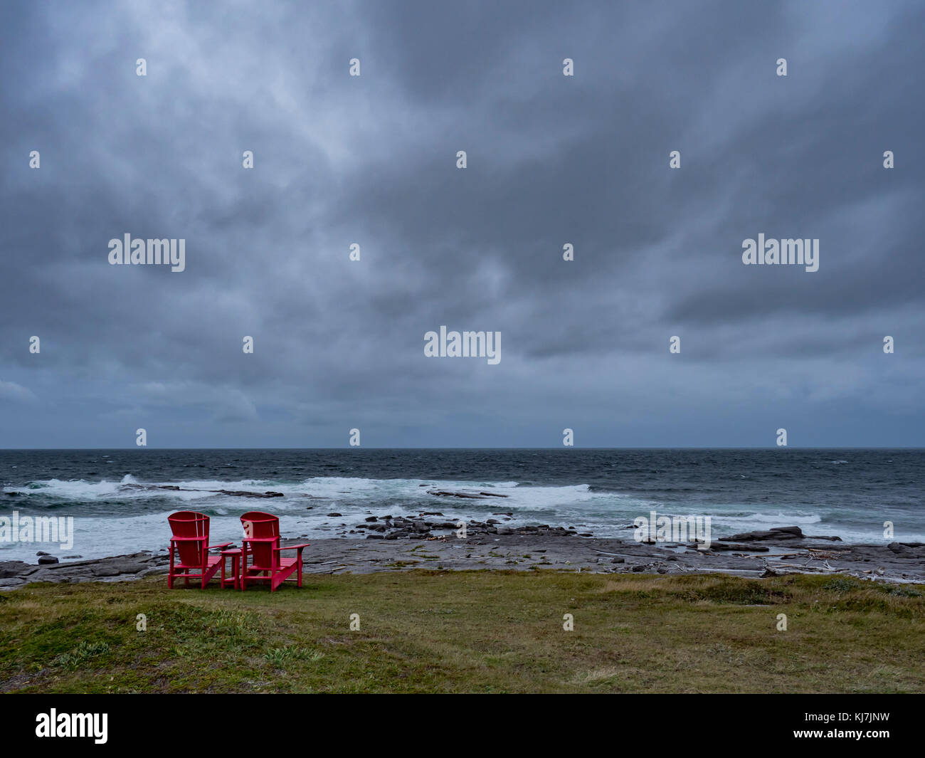 Two Red Chairs near Point Riche Lighthouse, Port au Choix National ...