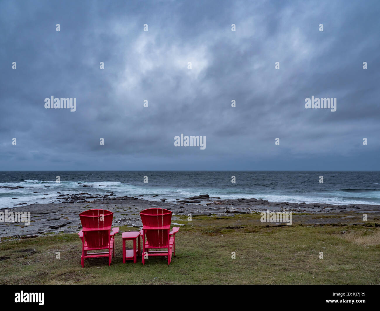 Two Red Chairs near Point Riche Lighthouse, Port au Choix National ...