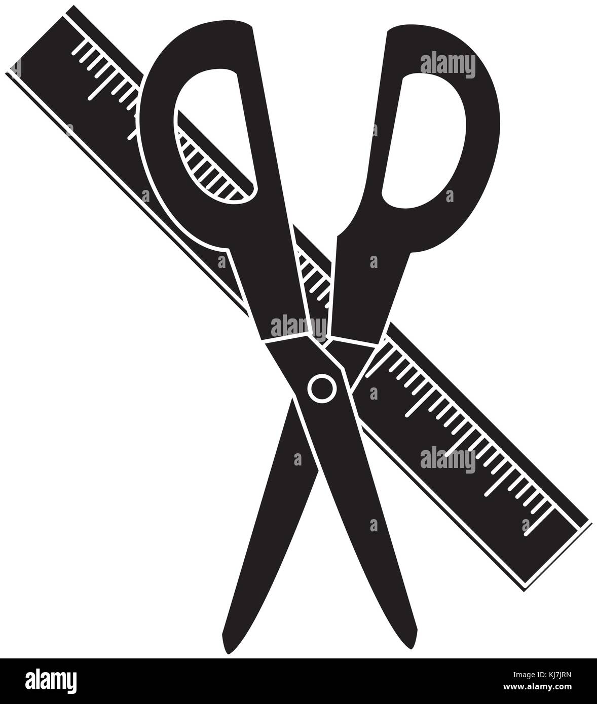 Scissor and ruler of tool instrument and cut theme Isolated design ...