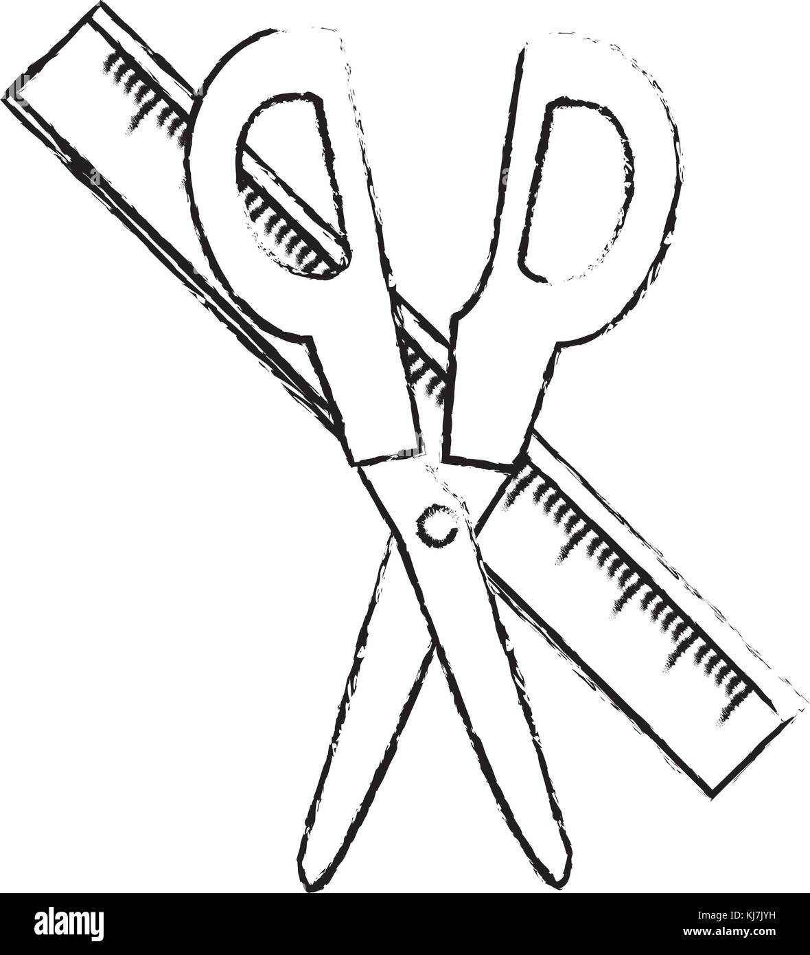 Scissor and ruler of tool instrument and cut theme Isolated design ...