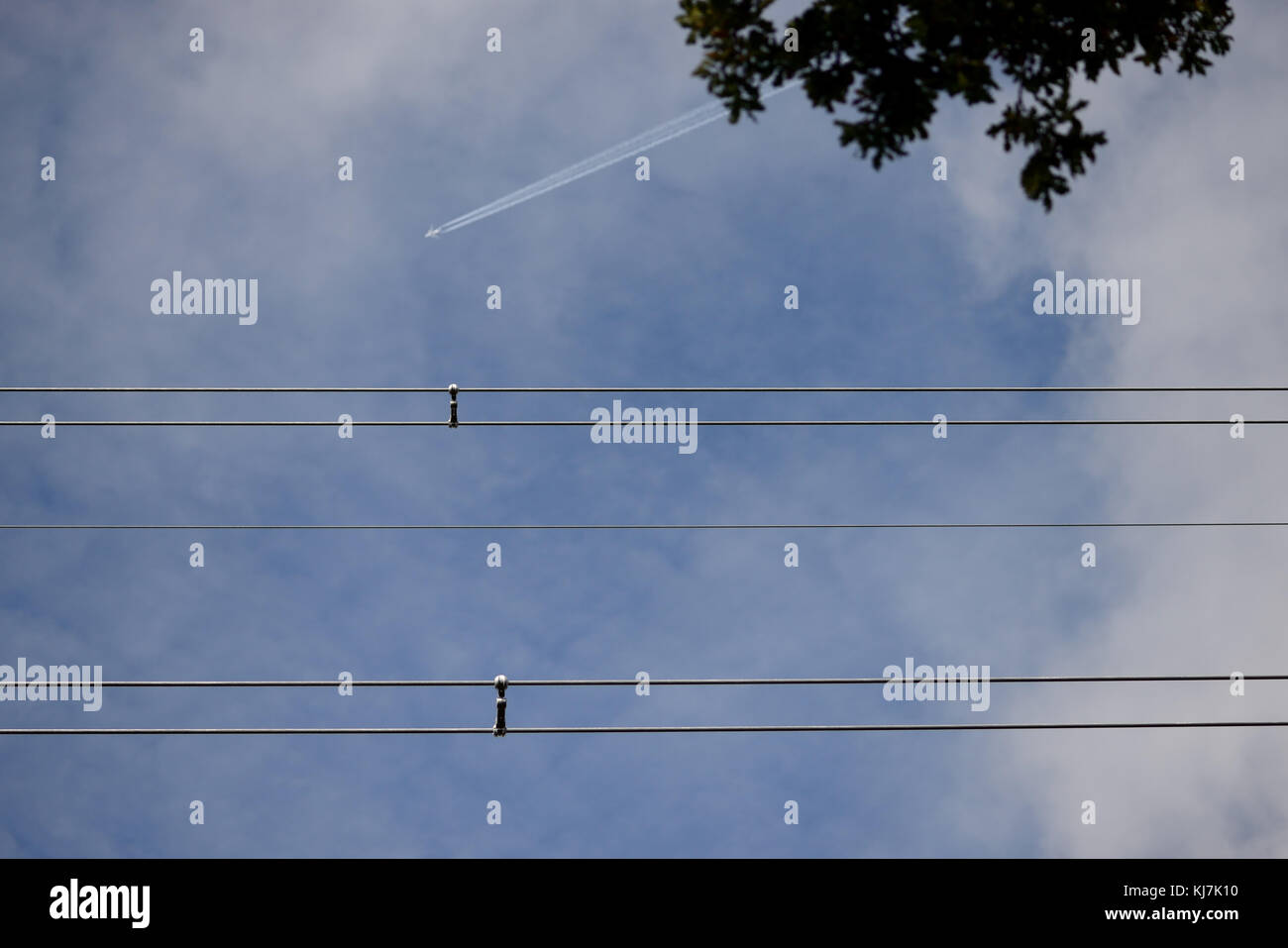 Overhead power cables Stock Photo Alamy