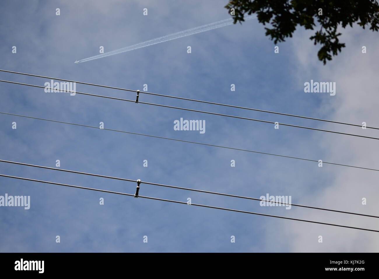 Overhead power cables Stock Photo Alamy