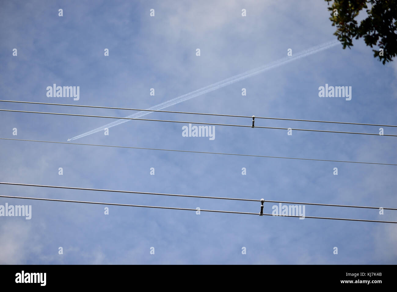 Overhead power cables Stock Photo Alamy