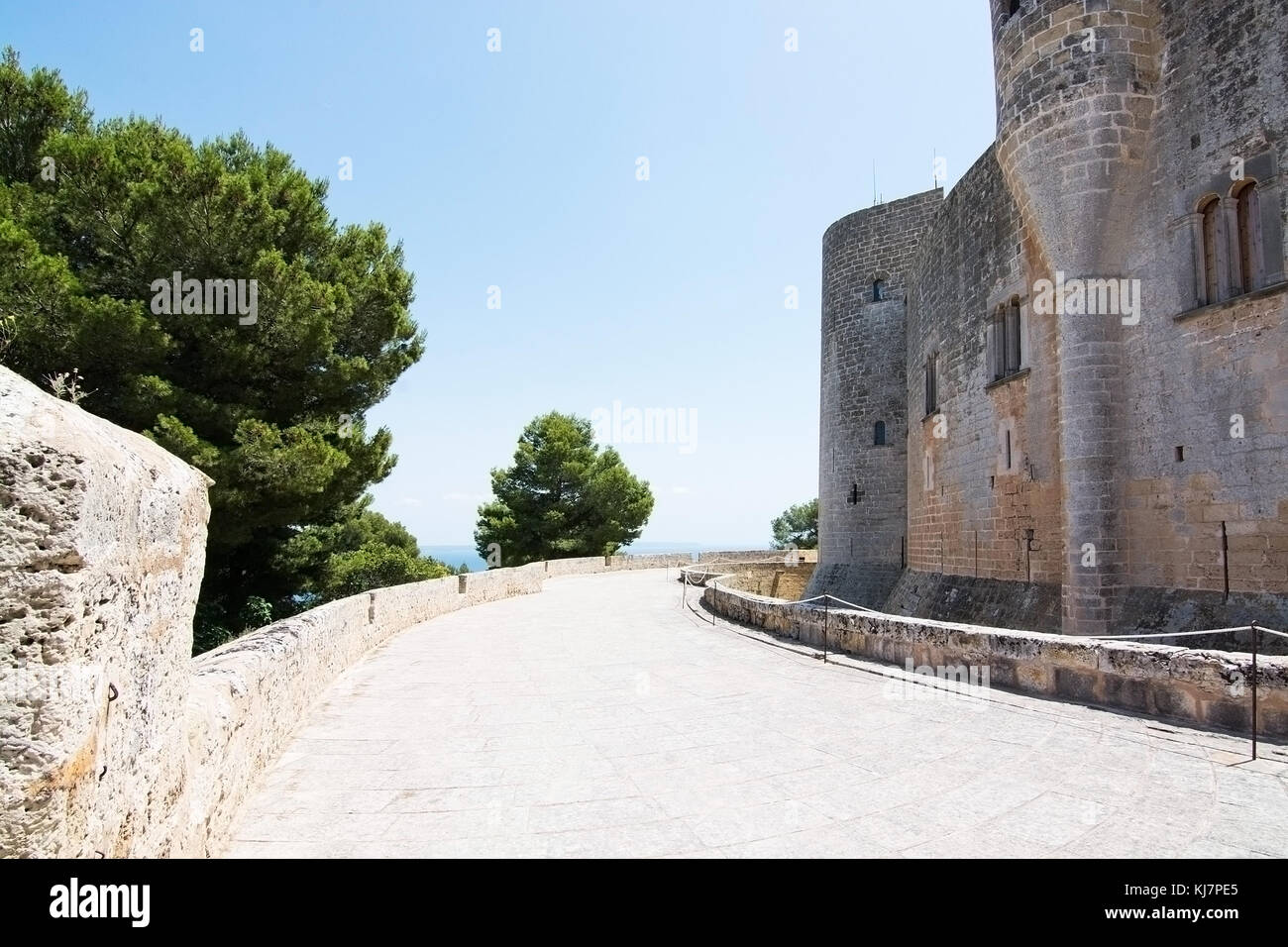PALMA DE MALLORCA, BALEARIC ISLANDS, SPAIN - JUNE 9, 2016: Bellver castle exterior on a sunny summer day on June 9, 2016 in Palma de Mallorca, Baleari Stock Photo
