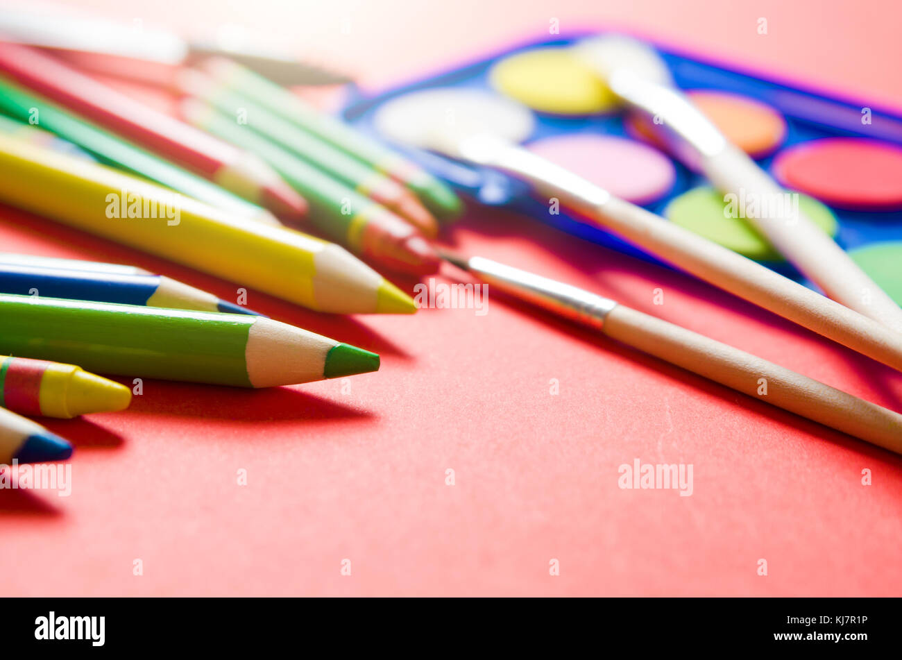 Back to school concept with stationery and school supplies. school back homework education tools wooden stationery concept Stock Photo
