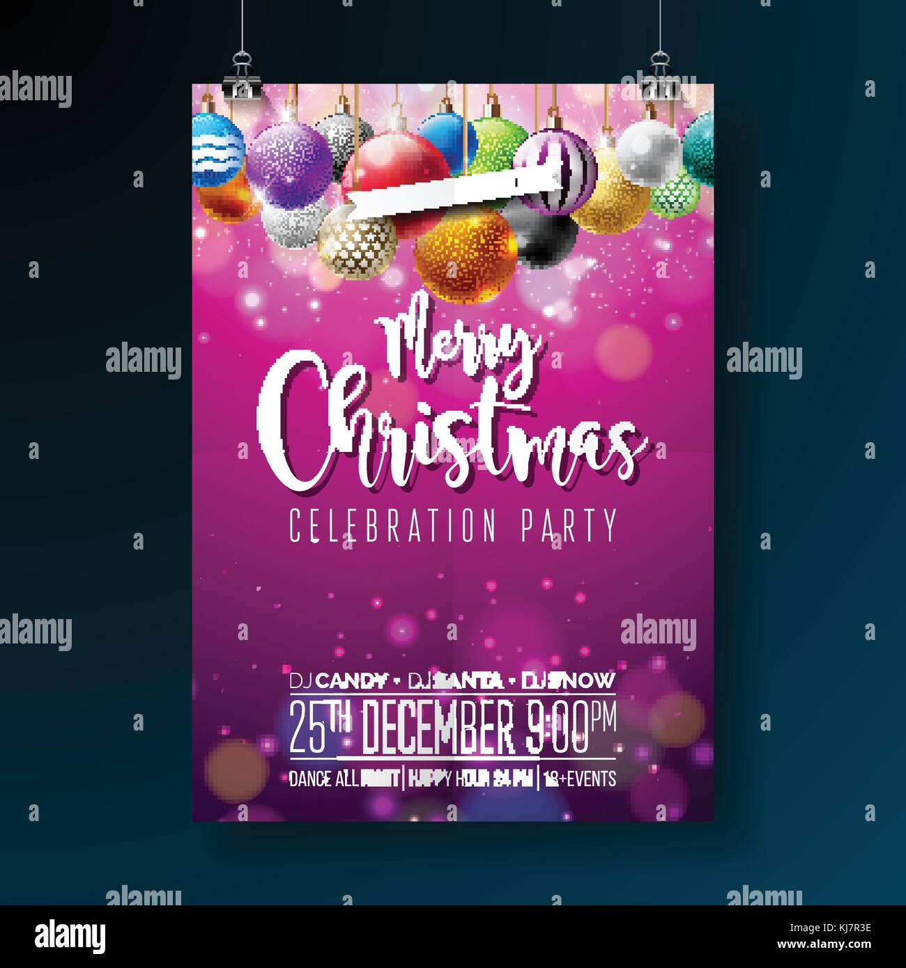 Vector Merry Christmas Party Design with Holiday Typography Elements