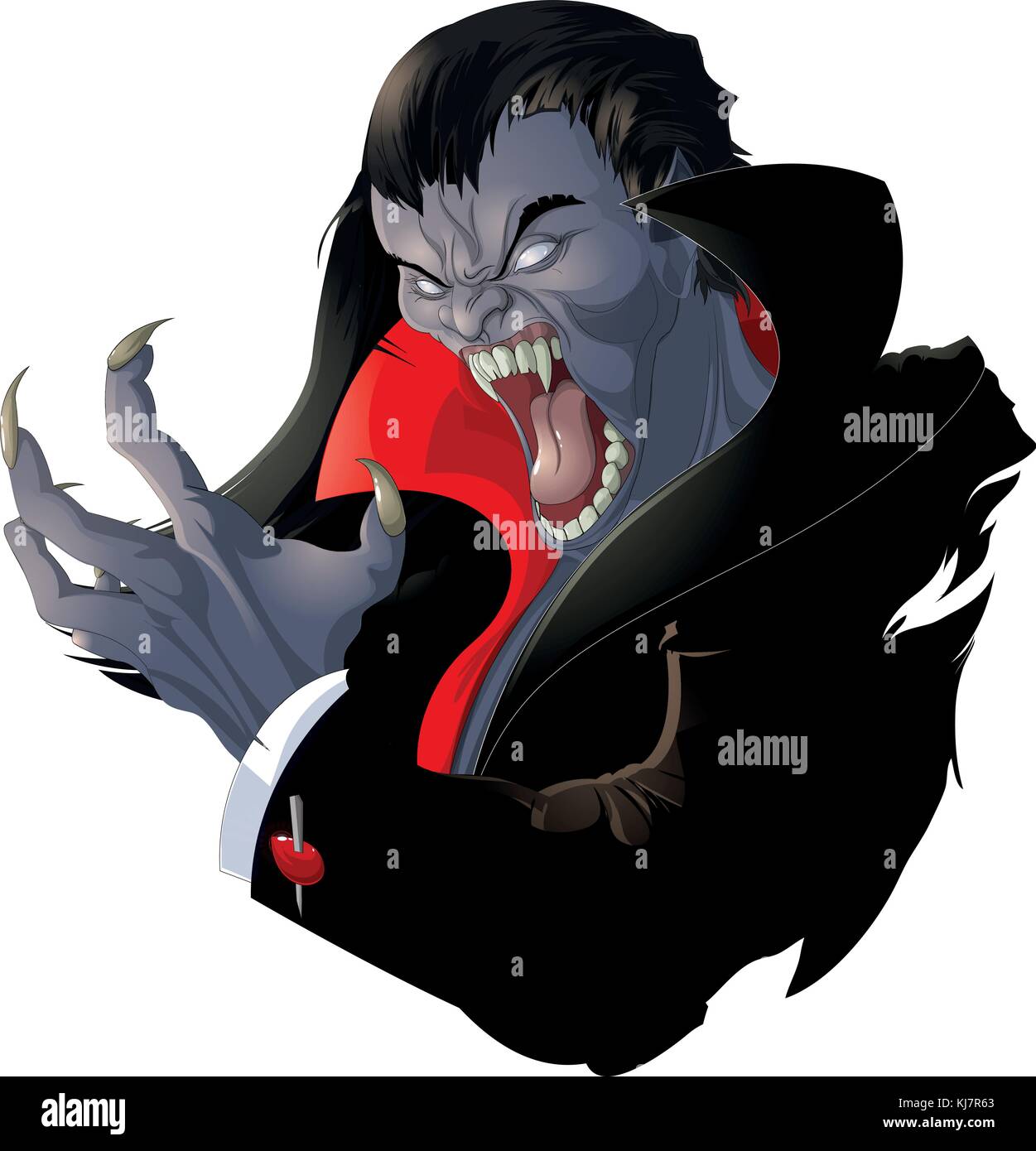angry vampire in hood painted on white background Stock Vector Image ...