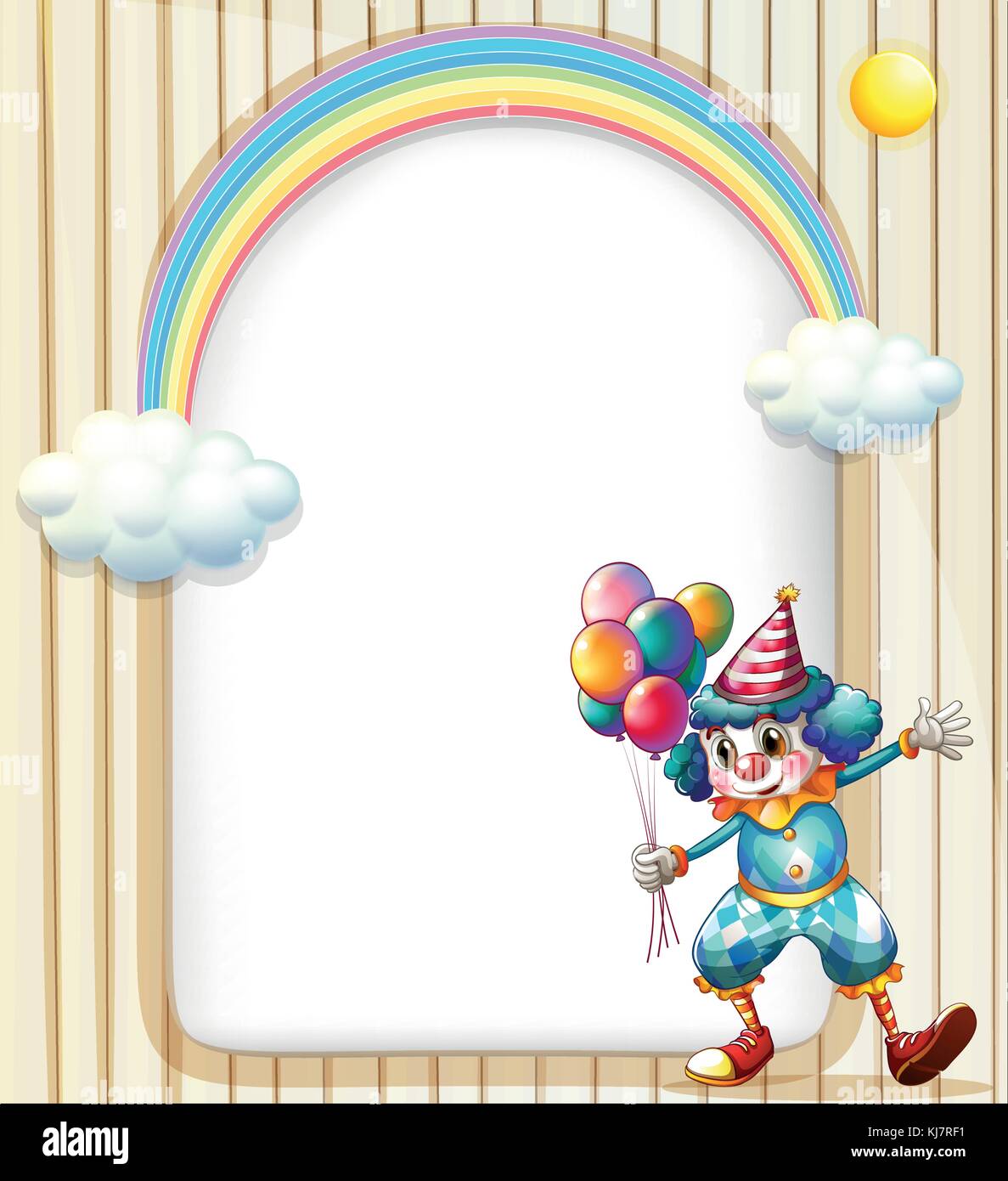 Illustration of an empty surface with a clown holding balloons Stock ...
