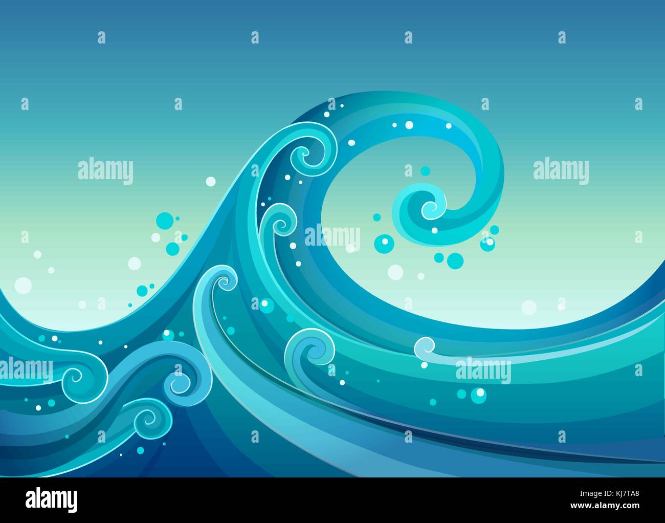 Illustration of the high waves at the sea Stock Vector