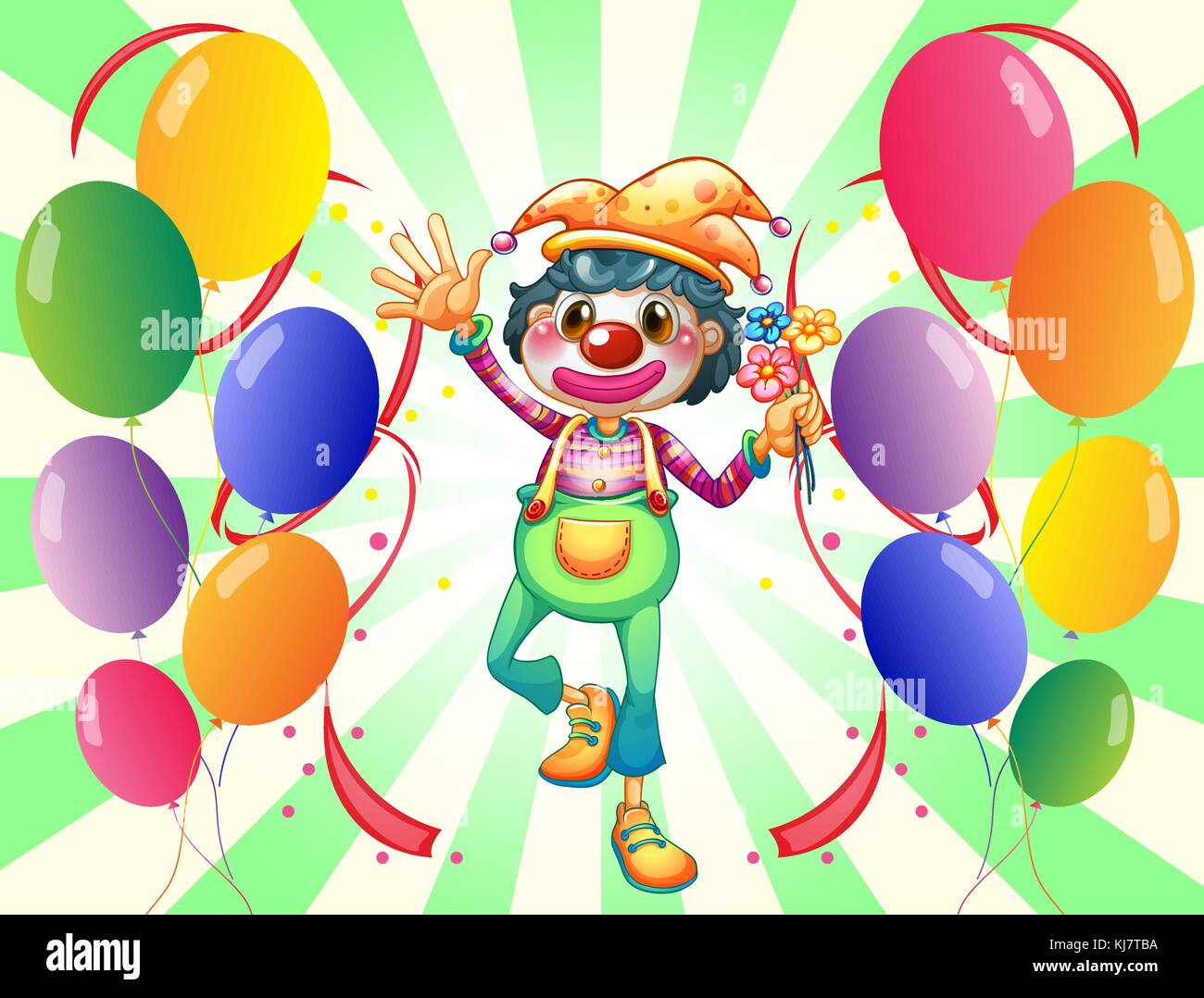 Illustration of a female clown in the middle of the balloons Stock ...