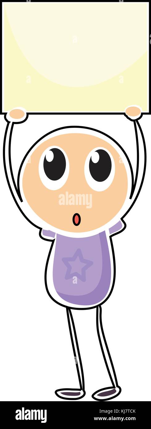 Illustration of a boy holding a framed signage on a white background ...