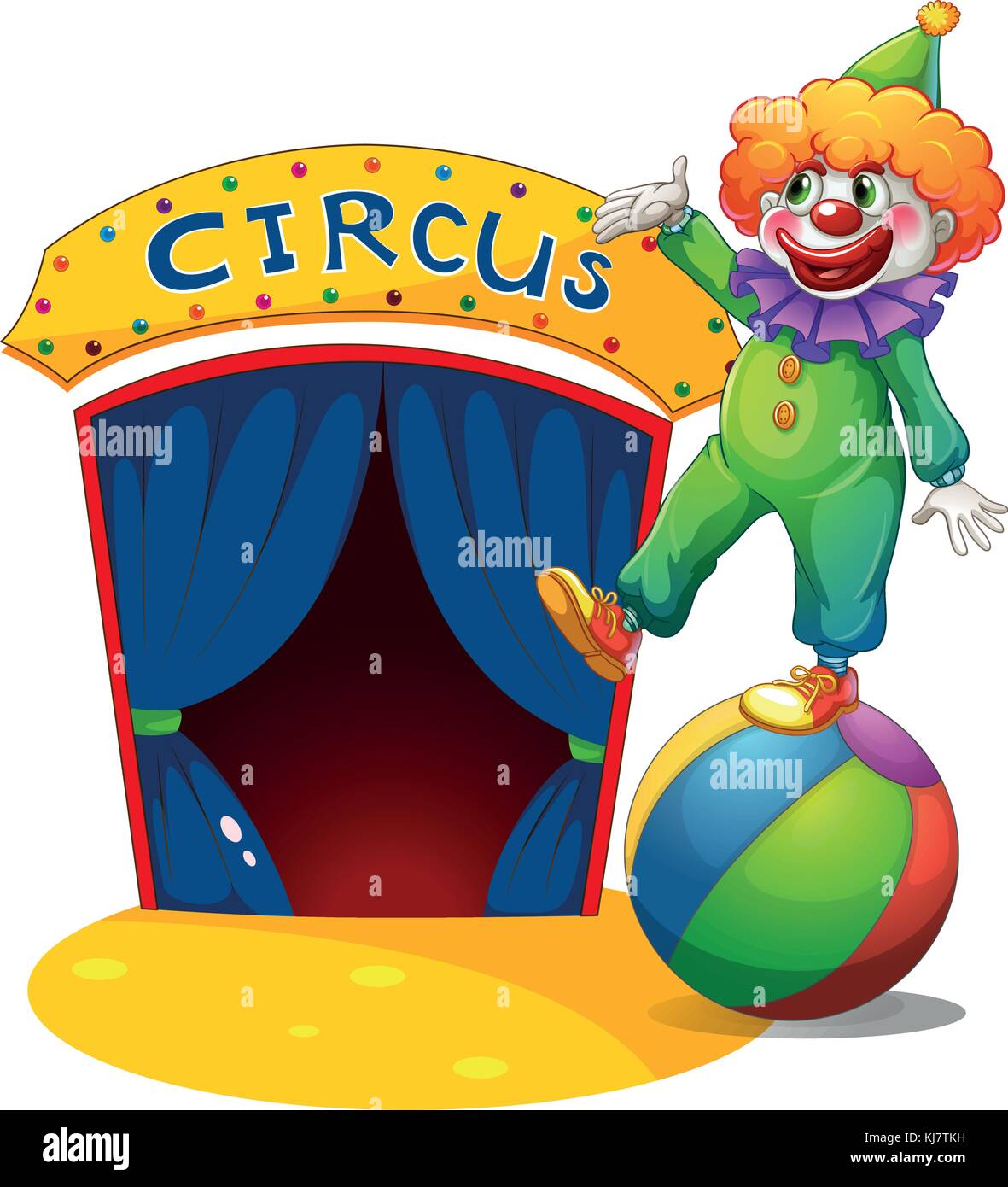 Illustration of a clown at the top of a ball presenting the circus ...