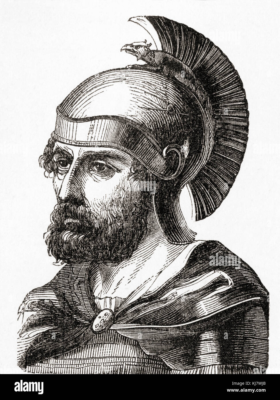 Hamilcar Barca or Barcas, c. 275 – 228 BC. Carthaginian general and statesman and father of Hannibal.  From Ward and Lock's Illustrated History of the World, published c.1882. Stock Photo