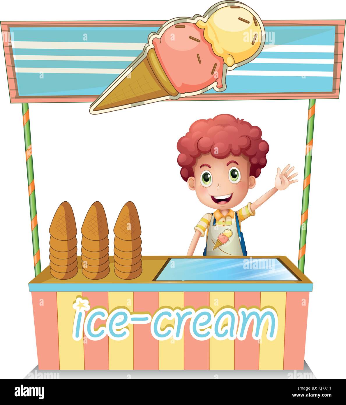 Illustration of a boy selling ice cream on a white background Stock Vector Image & Art Alamy