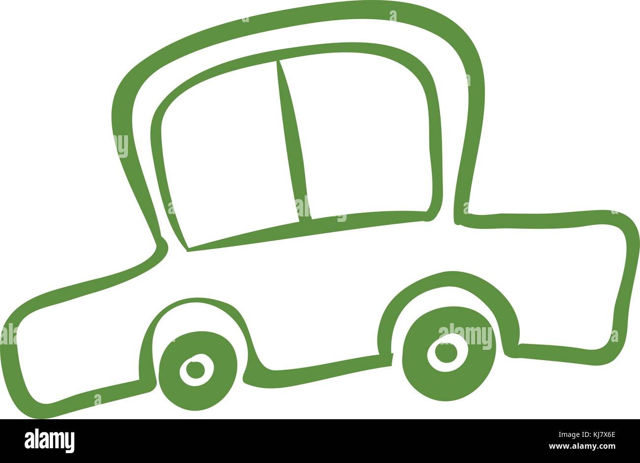 Illustration of a drawing of a green car on a white background Stock ...