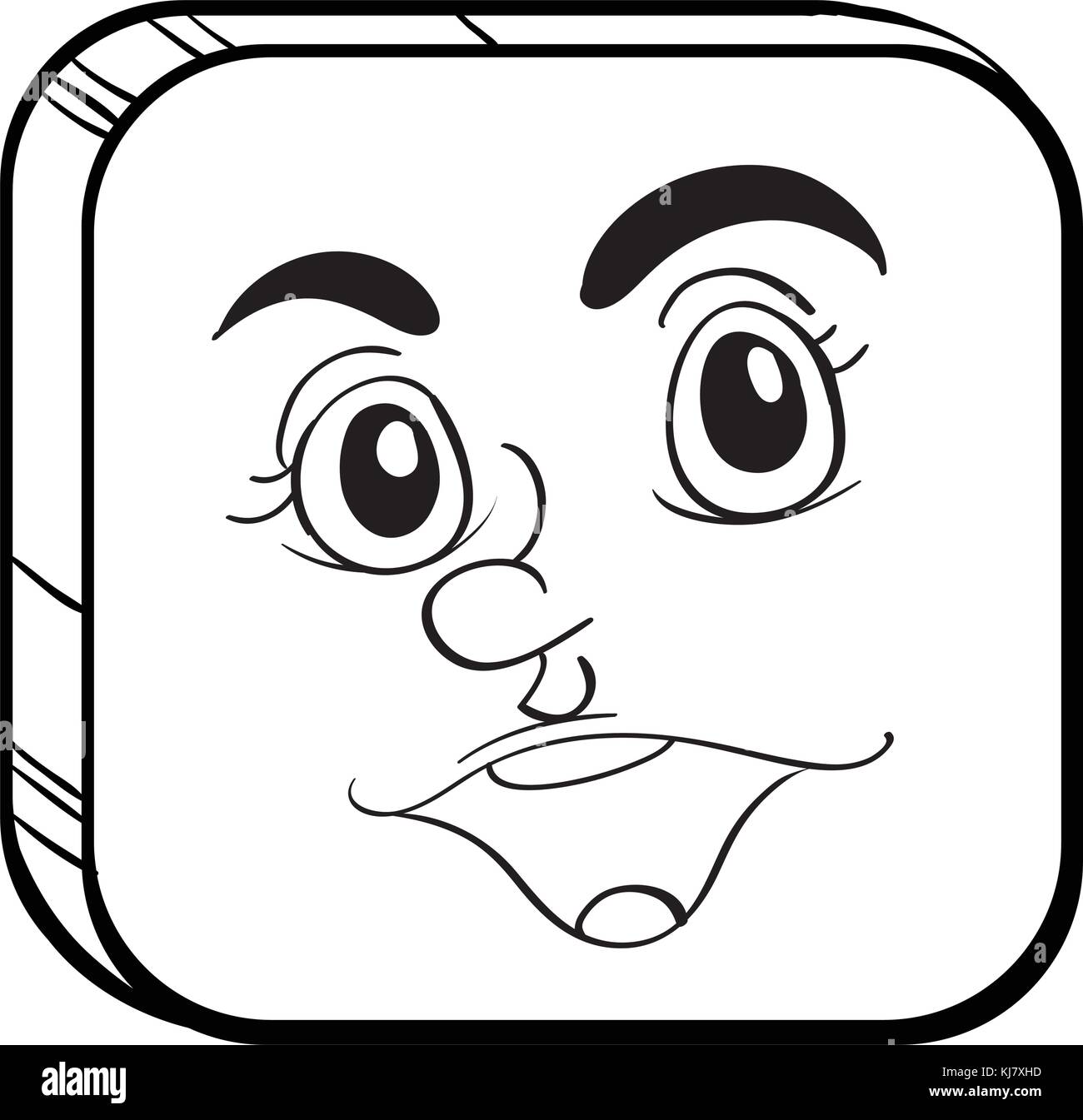 Illustration of a square face on a white background Stock Vector Image &  Art - Alamy
