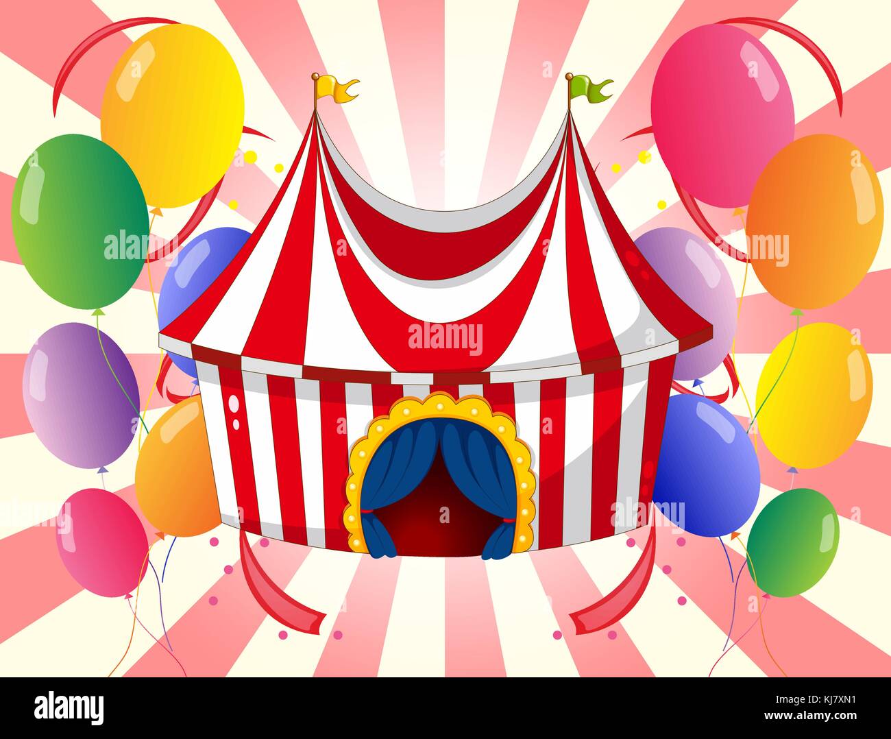 Illustration of a red circus tent with colorful balloons Stock Vector ...