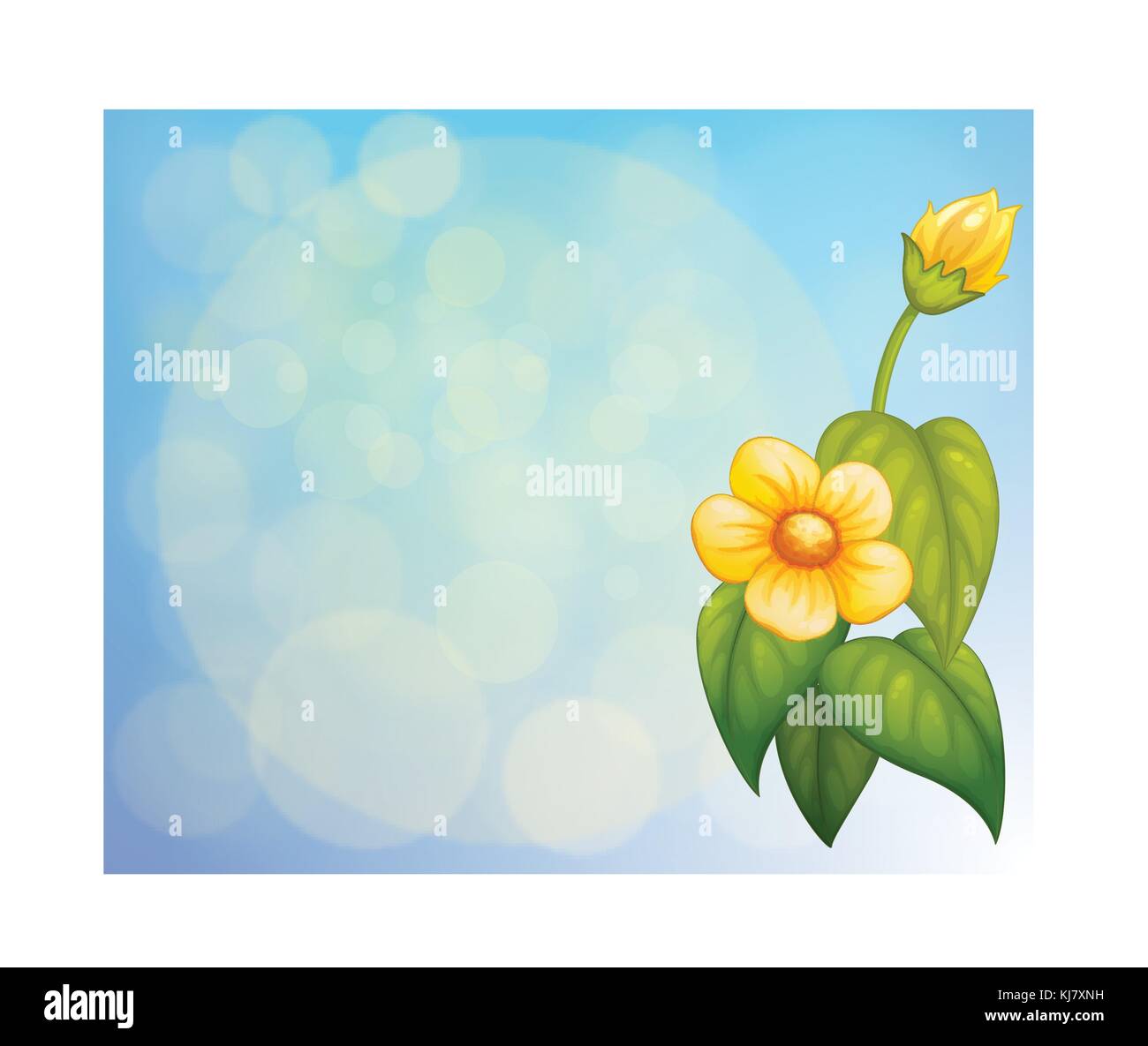 Illustration of a stationery with a yellow flower Stock Vector