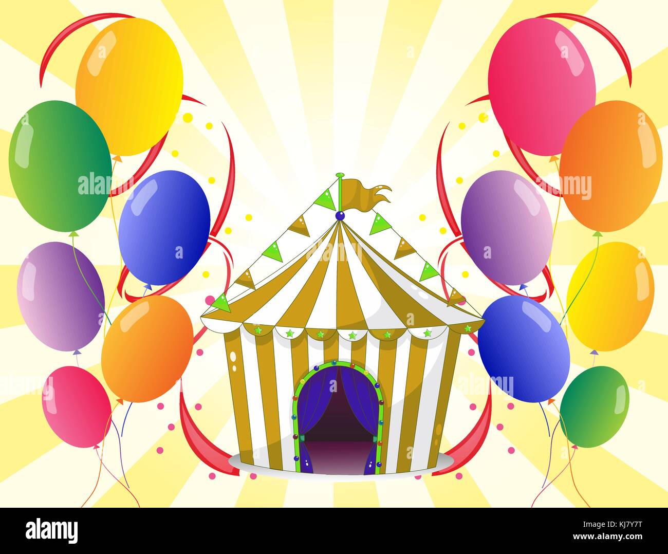 Illustration of the balloons with a circus tent at the center Stock ...