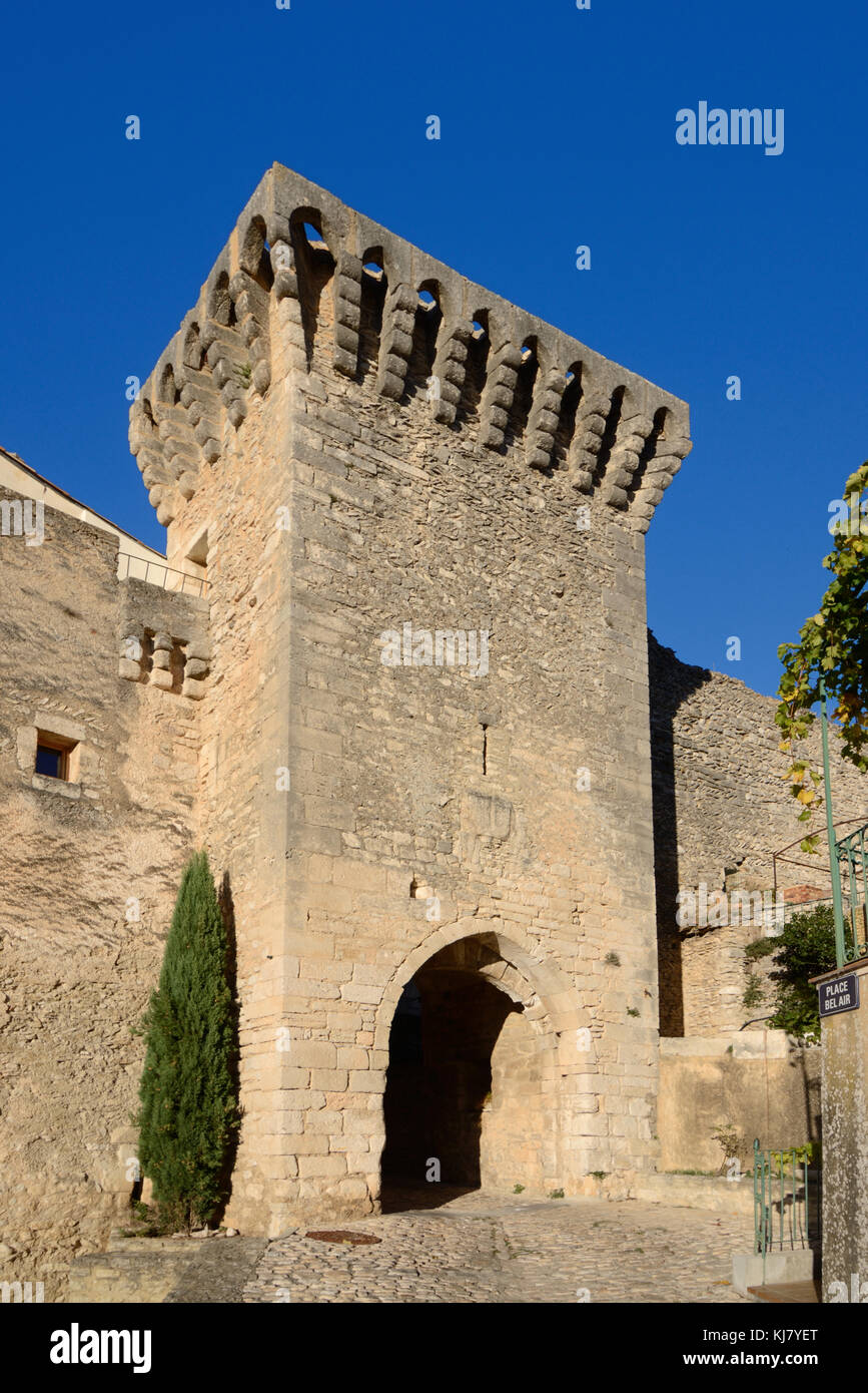 Medieval Entrance or Fortified Town Gate to the Old Town of Saint Saturnin-les-Apt, near Apt, Luberon, Provence, France Stock Photo