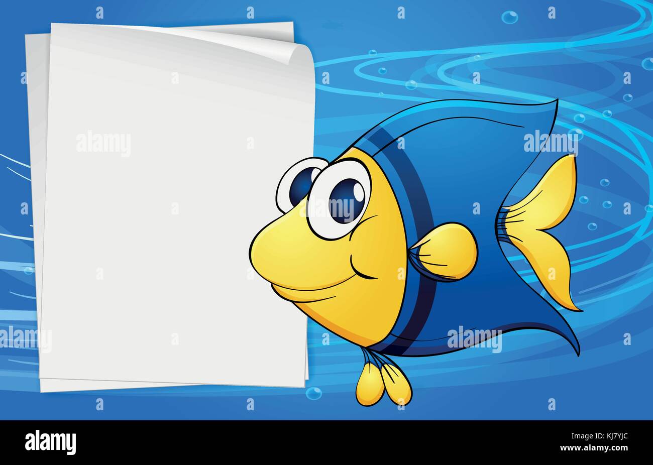 Illustration of a fish beside an empty bondpaper under the sea Stock Vector  Image & Art - Alamy