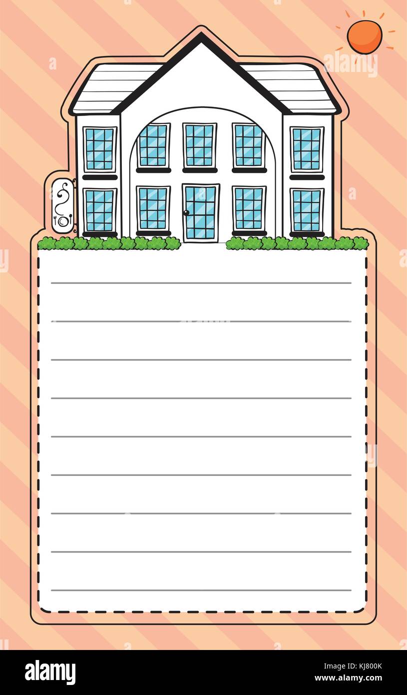 Illustration of a stationery with an image of a house Stock Vector