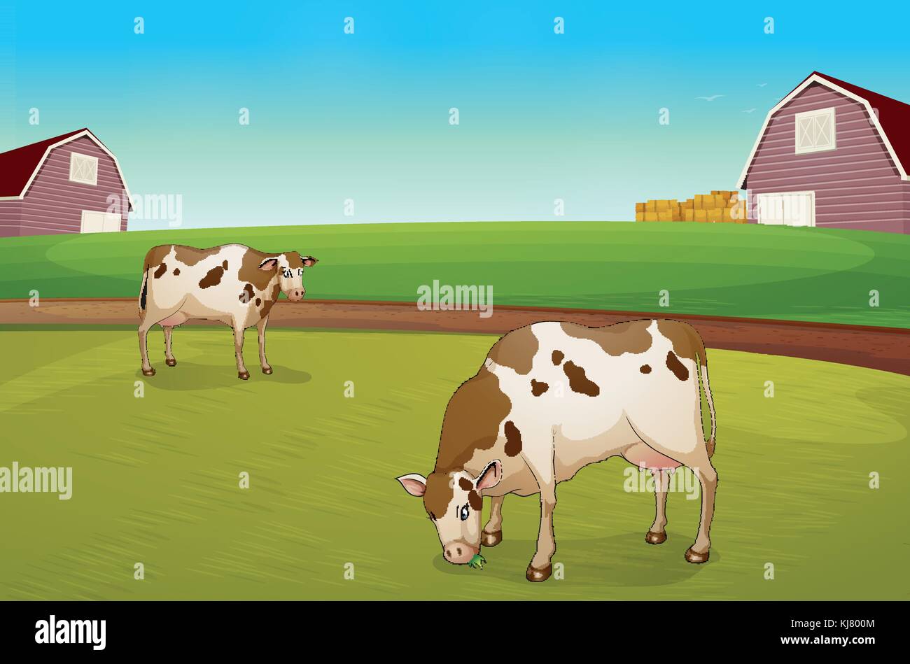 Farmer milking cows Stock Vector Images - Alamy