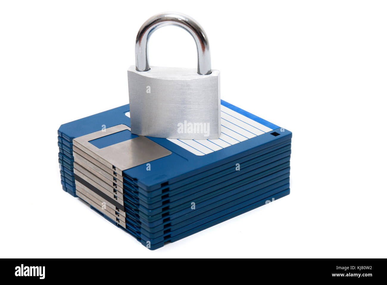 padlock with floppy disks isolated on a white background Stock Photo ...