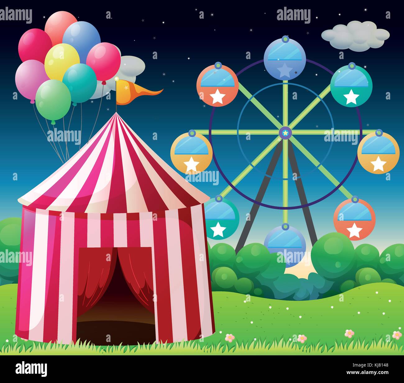 Illustration of a red circus tent with balloons Stock Vector Image ...