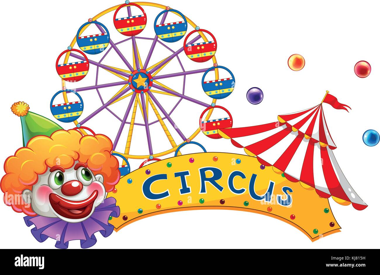 Illustration of a clown at the circus show on a white background Stock ...